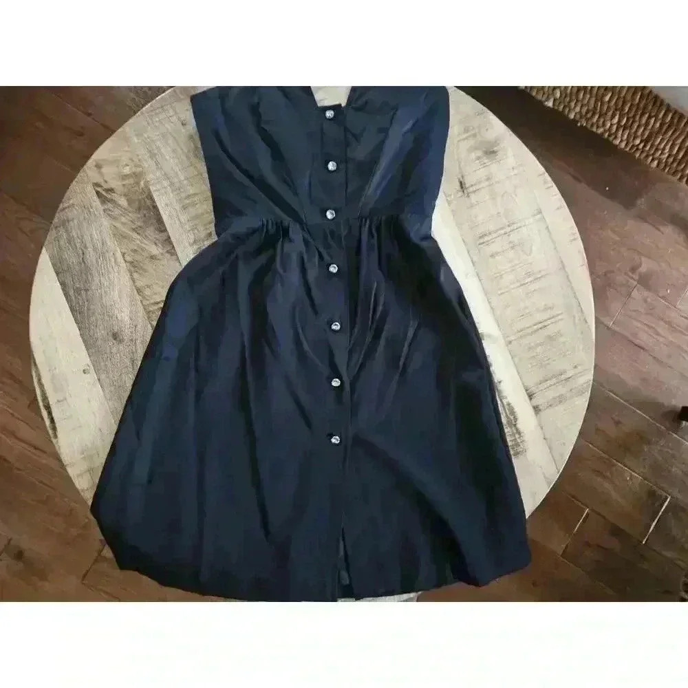 Twelfth Street By Cynthia Vincent Black Strapless Silk Blend Short Dress Women's